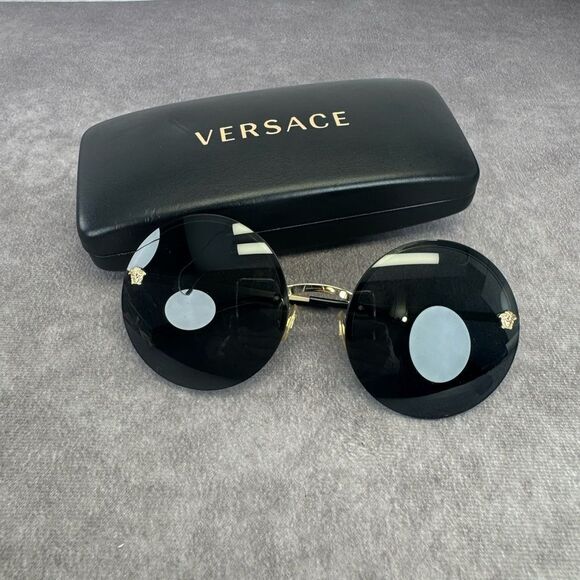 Versace VE2176 Retro Medusa Round Black Sunglasses - Picture 13 of 14